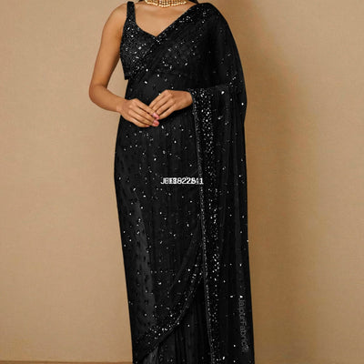 Black Organza Saree With Blouse Piece
