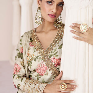 Floral Printed Georgette Gown Dupatta Anarkali Kurta Set
