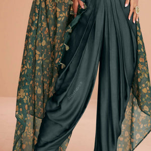 Teal Green Embroidered Satin Silk Kurta Set