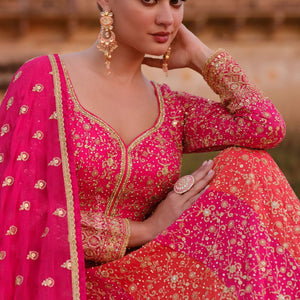 Ethnic Faux Georgette Embroidered Anarkali Gown Party Wear Embroidered Georgette Abaya Style Suit