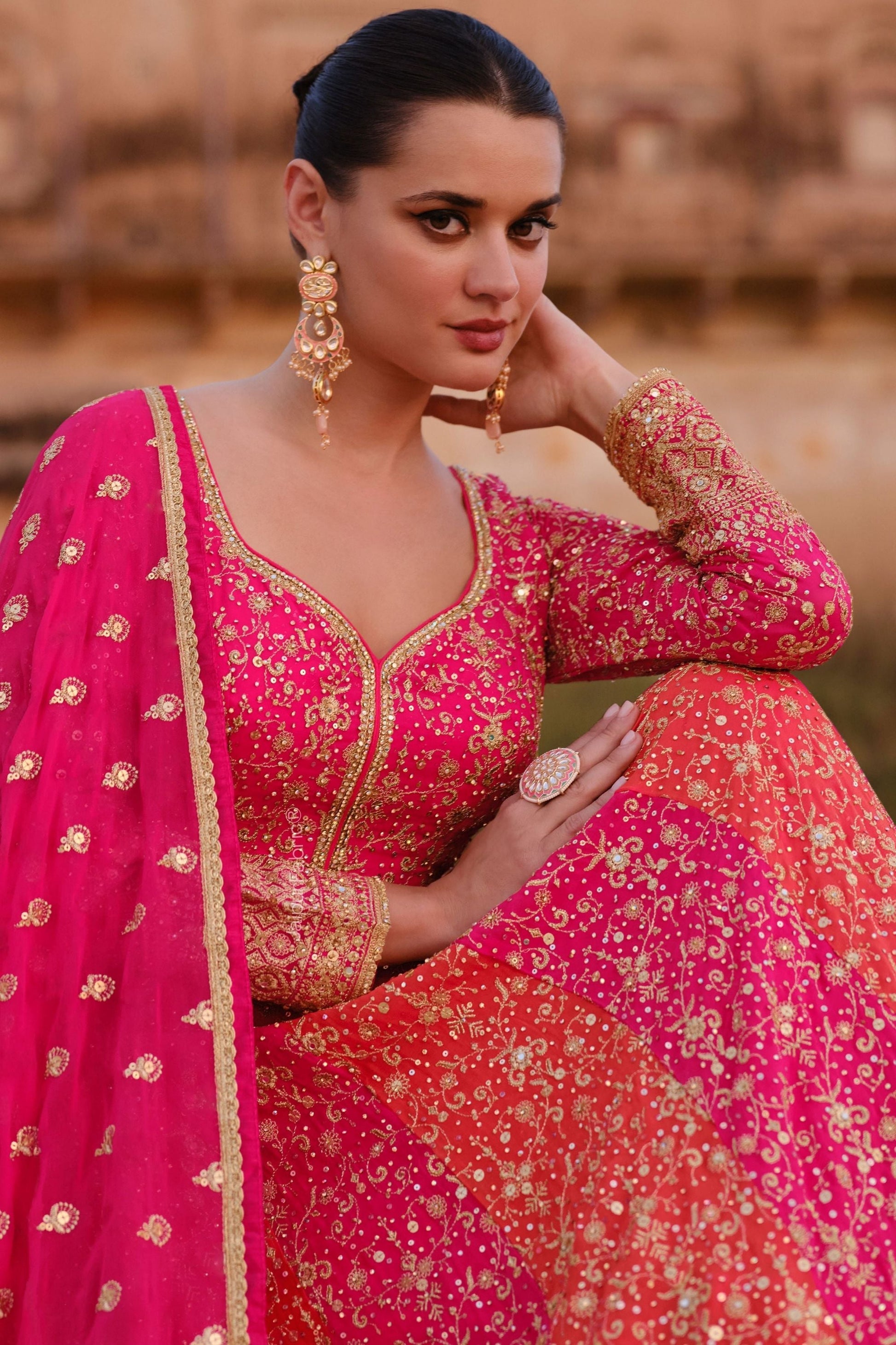 Ethnic Faux Georgette Embroidered Anarkali Gown Party Wear Embroidered Georgette Abaya Style Suit