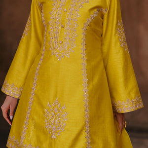 Indian Designer Fancy Wedding Party Wear Yellow Chinon Silk Sharara Pallazo Salwar Suit