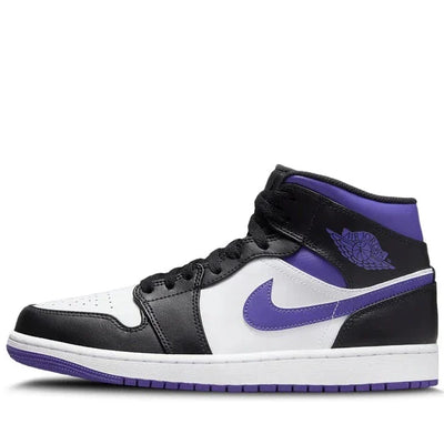 JORDAN 1 MID WHITE BLACK PURPLE