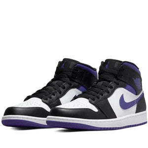 JORDAN 1 MID WHITE BLACK PURPLE