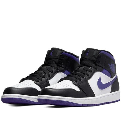 JORDAN 1 MID WHITE BLACK PURPLE