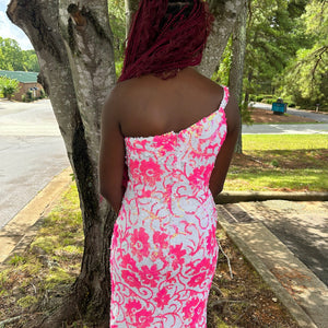 Sequin Fitted One Shoulder Slit Gown by Jovani 08256