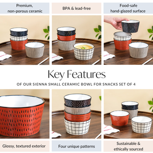 Sienna Ceramic Bowl For Snacks Set Of 4 400ml