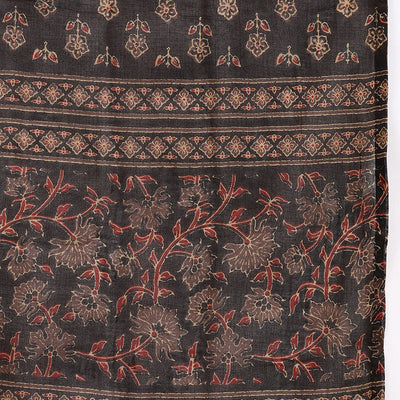 Brown Cotton Floral Printed Straight Suit Set JPSKD1008BRN