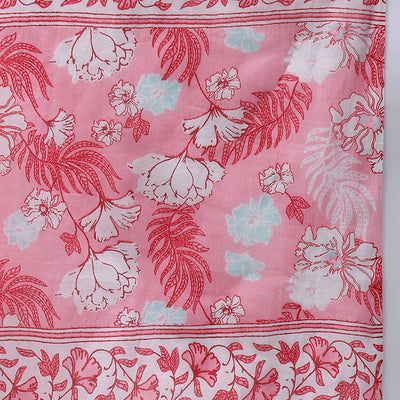 Pink Pure Cotton Floral Printed Straight Suit Set JPSKD1015PNK
