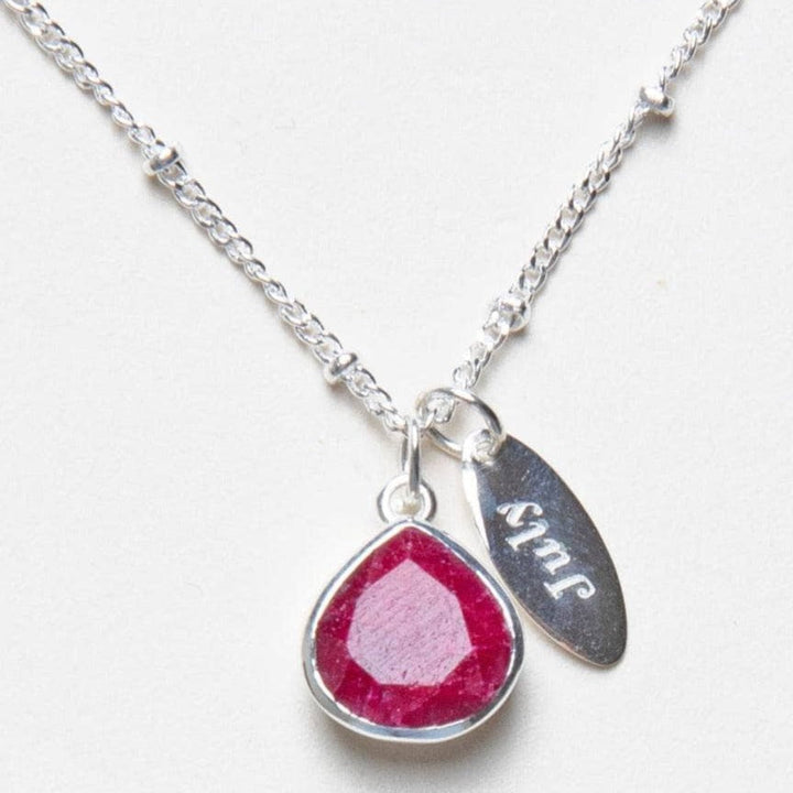 July Ruby Birthstone Necklace