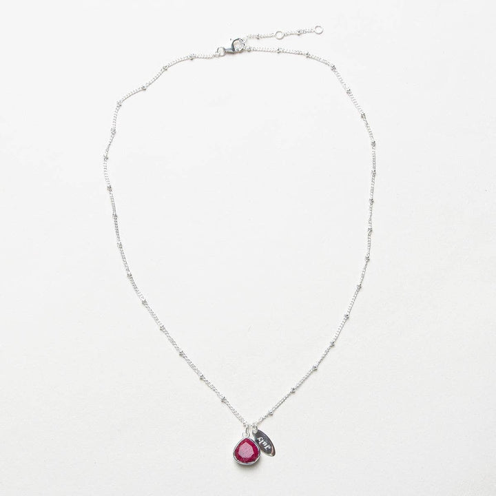 July Ruby Birthstone Necklace