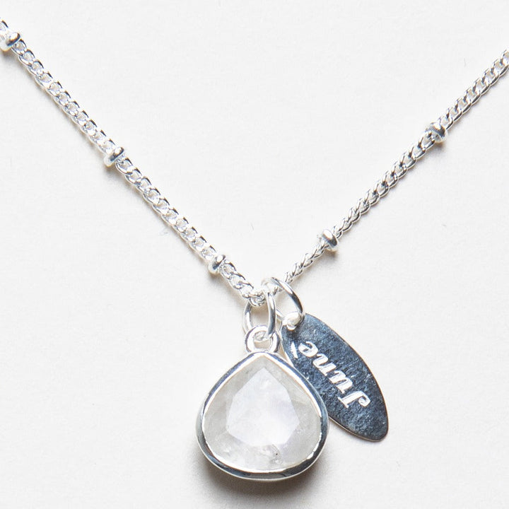 June Rainbow Moonstone Birthstone Necklace