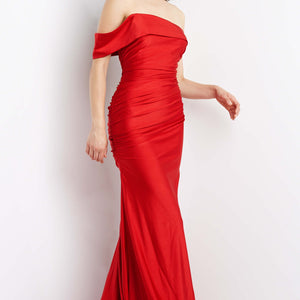Jersey Fitted Off Shoulder Gown by Jovani 07640