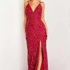 Sequin Fitted Sleeveless Slit Gown by Jovani 36437