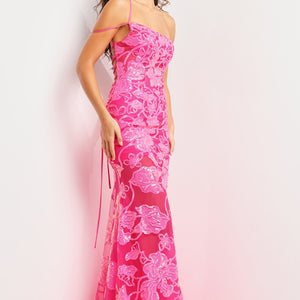 Sequin Fitted One Shoulder Gown by Jovani 38463