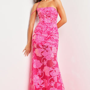 Sequin Fitted One Shoulder Gown by Jovani 38463