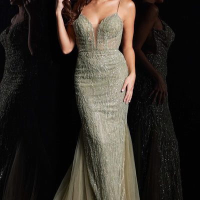 Sequin Tulle Fitted Sleeveless Gown by Jovani 39292