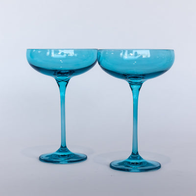Estelle Colored Champagne Coupe Stemware - Set of 2 {Ocean Blue}