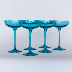 Estelle Colored Champagne Coupe Stemware - Set of 6 {Ocean Blue}