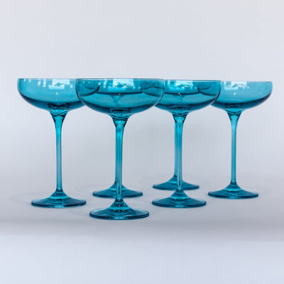 Estelle Colored Champagne Coupe Stemware - Set of 6 {Ocean Blue}