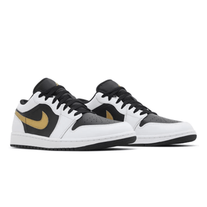 Jordan 1 Low White Black Metallic Gold Swoosh