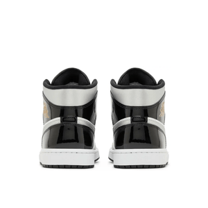 Jordan 1 Mid SE Patent Black White Metallic Silver Metallic Gold