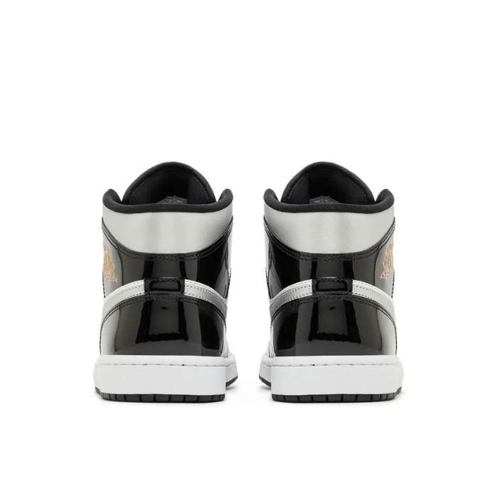 Jordan 1 Mid SE Patent Black White Metallic Silver Metallic Gold