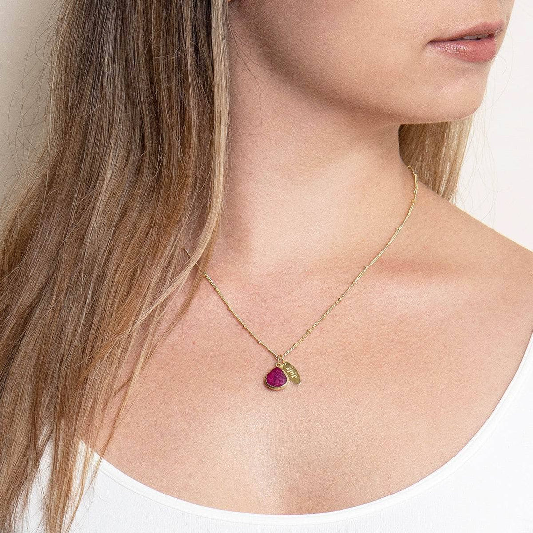 July Ruby Birthstone Necklace