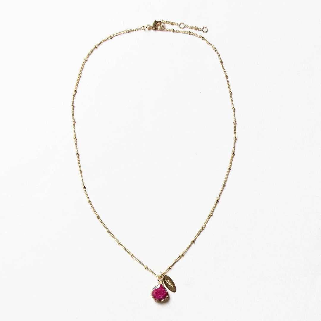 July Ruby Birthstone Necklace