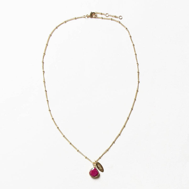 July Ruby Birthstone Necklace