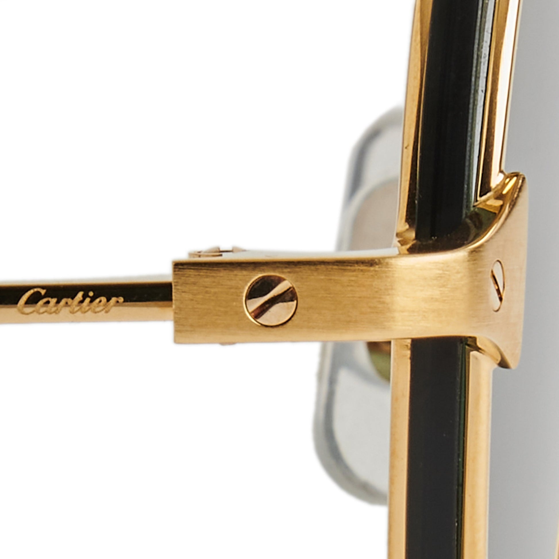 Cartier Eyewear CT0242S-004 Pilot Frame Brown Gold Sunglasses