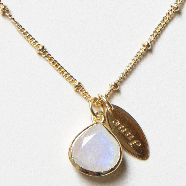 June Rainbow Moonstone Birthstone Necklace