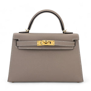 HERMÈS Mini Kelly II HSS Gris Asphalte Epsom Gold hardware