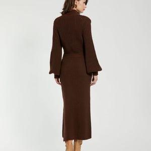 Mac Duggal K10060 Long Sleeve Fitted Formal Midi Length Evening Dress