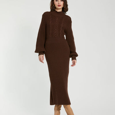 Mac Duggal K10060 Long Sleeve Fitted Formal Midi Length Evening Dress