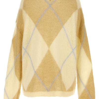 Ganni Logo Embroidery Diamond Sweater
