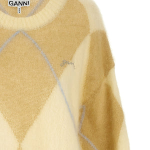 Ganni Logo Embroidery Diamond Sweater