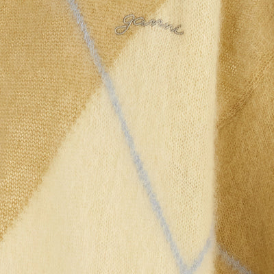Ganni Logo Embroidery Diamond Sweater