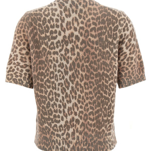 Ganni Leopard Wool Mix T-shirt