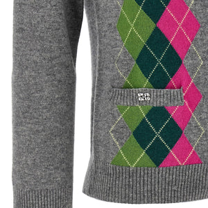 Ganni Grey Check Cardigan