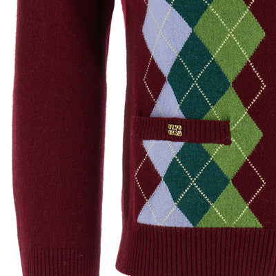 Ganni Burgundy Check Cardigan