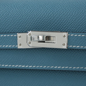 HERMÈS Kelly 25 Sellier handbag in New Bleu Jean Epsom leather with Palladium hardware