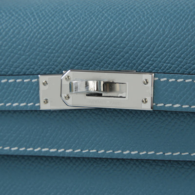 HERMÈS Kelly 25 Sellier handbag in New Bleu Jean Epsom leather with Palladium hardware
