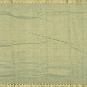 Peach Handwoven Kanchipuram Tissue Lino Korvai Silk Sari With Contrast Green Pallu