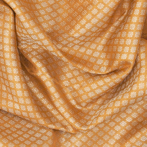 Peach Zari Handwoven Kanchipuram Korvai Silk Saree With Silver Zari Floral Motifs And Green Pallu