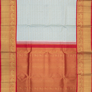 Light-Blue Handwoven Kanchipuram Tissue Saree With Contrast Pallu In Red-Light Blue