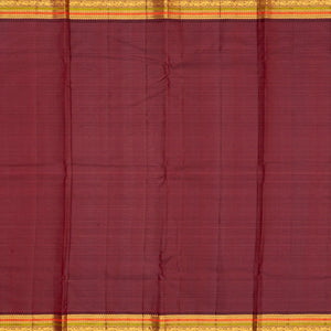 Green Handloom Kanchipuram Korvai Silk Saree With Maroon Border-Green