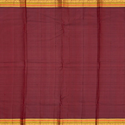 Green Handloom Kanchipuram Korvai Silk Saree With Maroon Border-Green