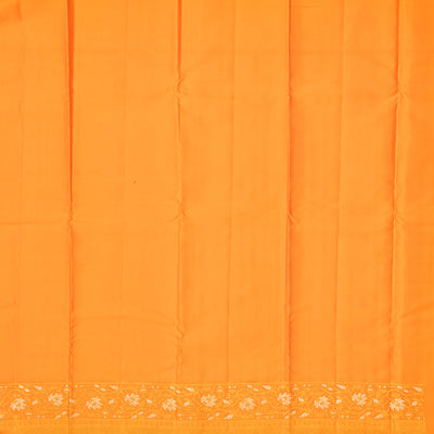 Red Handloom Kanchipuram Silk Saree With Zari Stripes-Red