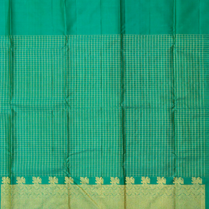 Sea Green Handloom Kanchipuram Silk Saree With Checks & Buttas-Sage Green